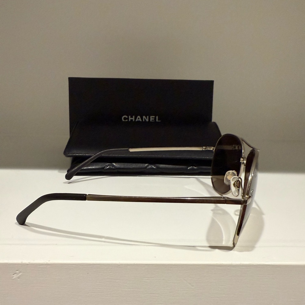 CHANEL Pilot Sunglasses (Women’s) - Polarized - Black and Silver - Picture 6 of 13